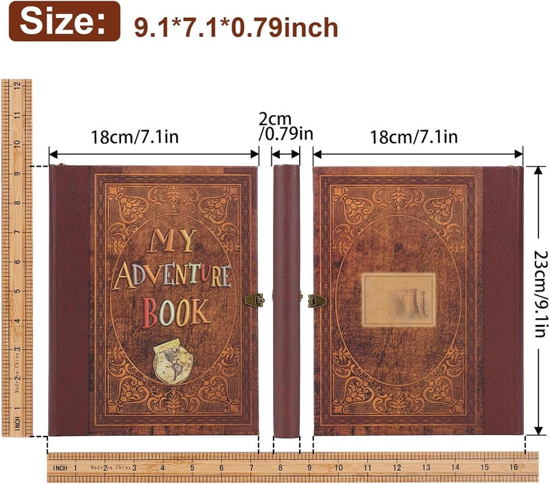 Tpudn My Adventure Book Scrapbook 124 Pages Retro Style Embossed Photo Album,DIY Handmade Memory Travel Diary Photo Scrapbook for Couples,Anniversary,Wedding,Valentines Day Gifts(Brown) - Image 2